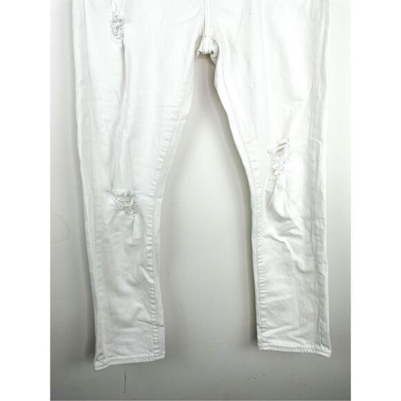 Pilcro and The Letterpress Anthropologie White Crop SLIM BOYFRIEND Distressed Je - Picture 6 of 16